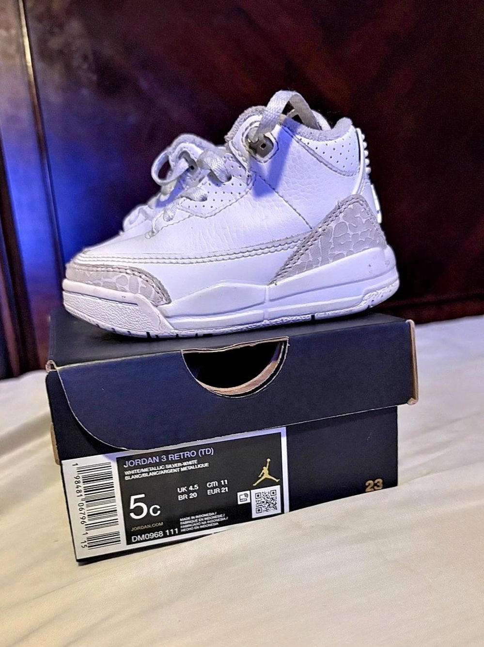 Jordan 3 Retro (TD) ) White Baby US 5C